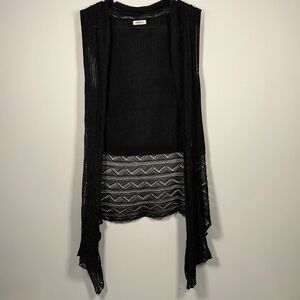 Elegant Black Open Front Vest